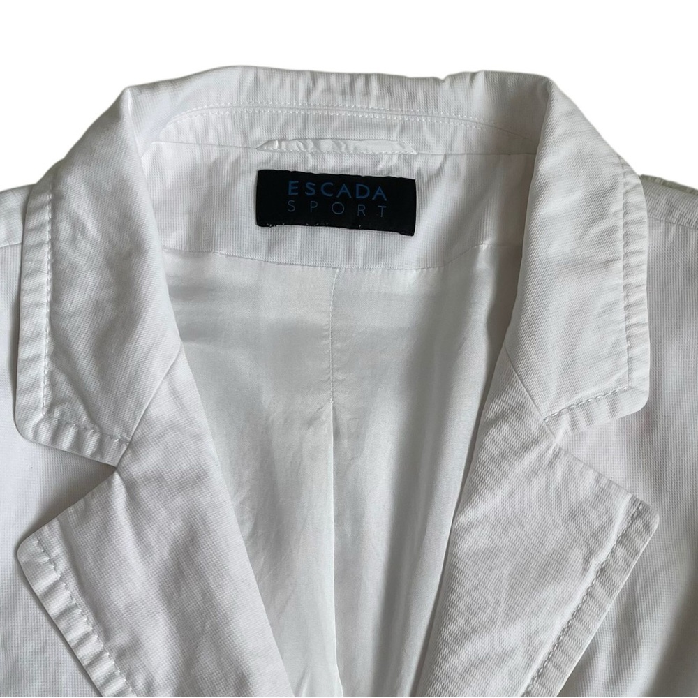 Escada Light Jacket Blazer White Cotton Summer Retro Casual Designer Size M - Picture 6 of 14